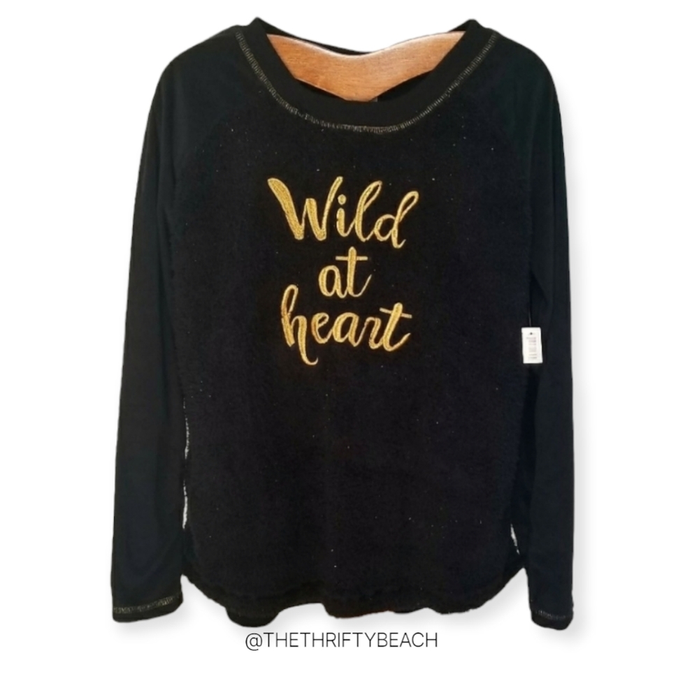 Secret Treasures Black/Gold Wild At Heart Sleepwear Top NWT Size S/CH